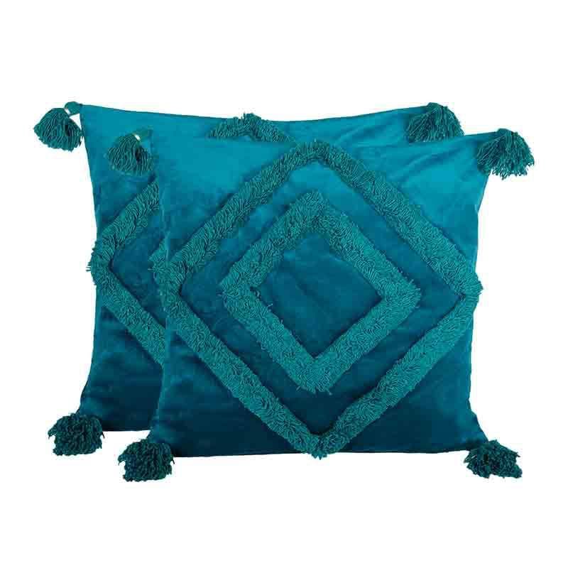 Buy Diamond Rings Tufted Cushion Cover - (Teal) - Set Of Two Cushion Cover Sets from Vaaree