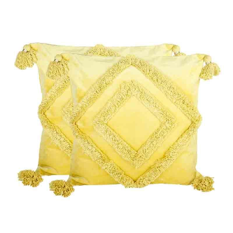 Buy Diamond Rings Tufted Cushion Cover - (Yellow) - Set Of Two Cushion Cover Sets from Vaaree