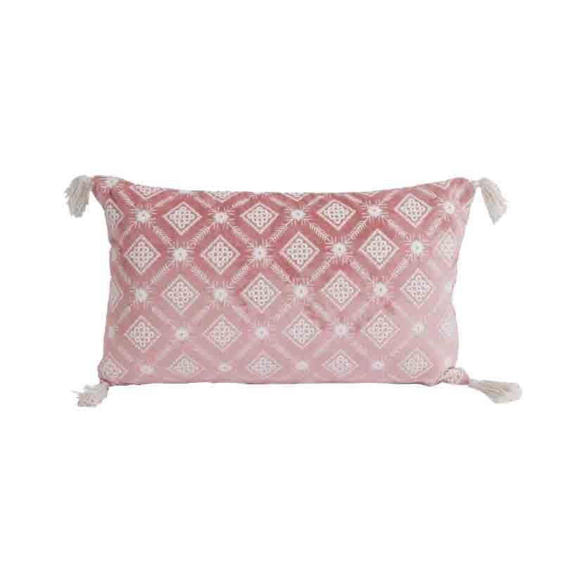 Buy Embroidered Lattice Cushion Cover - (Pink) - Set Of Two Cushion Cover Sets from Vaaree