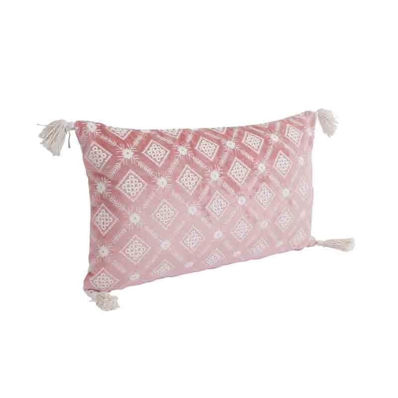 Buy Embroidered Lattice Cushion Cover - (Pink) - Set Of Two Cushion Cover Sets from Vaaree