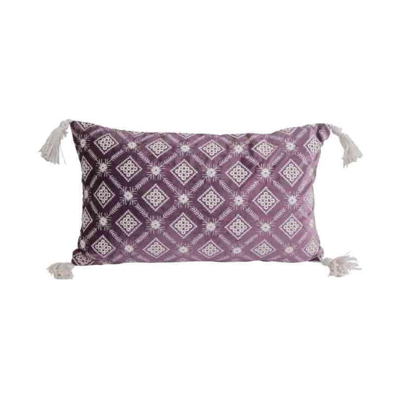 Buy Embroidered Lattice Cushion Cover - (Purple) - Set Of Two Cushion Cover Sets from Vaaree