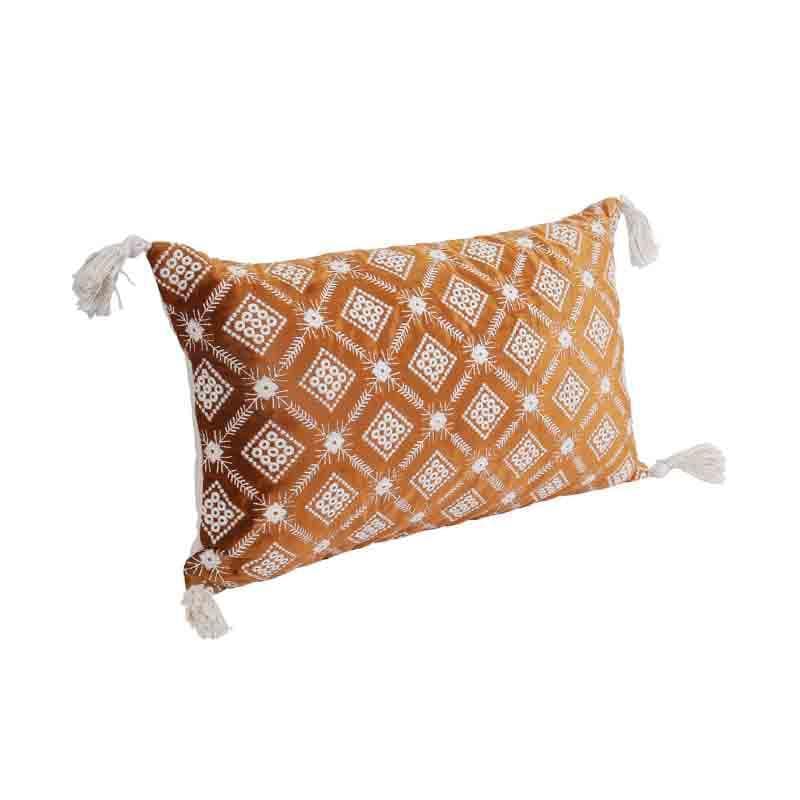 Buy Embroidered Lattice Cushion Cover - (Rust) - Set Of Two Cushion Cover Sets from Vaaree