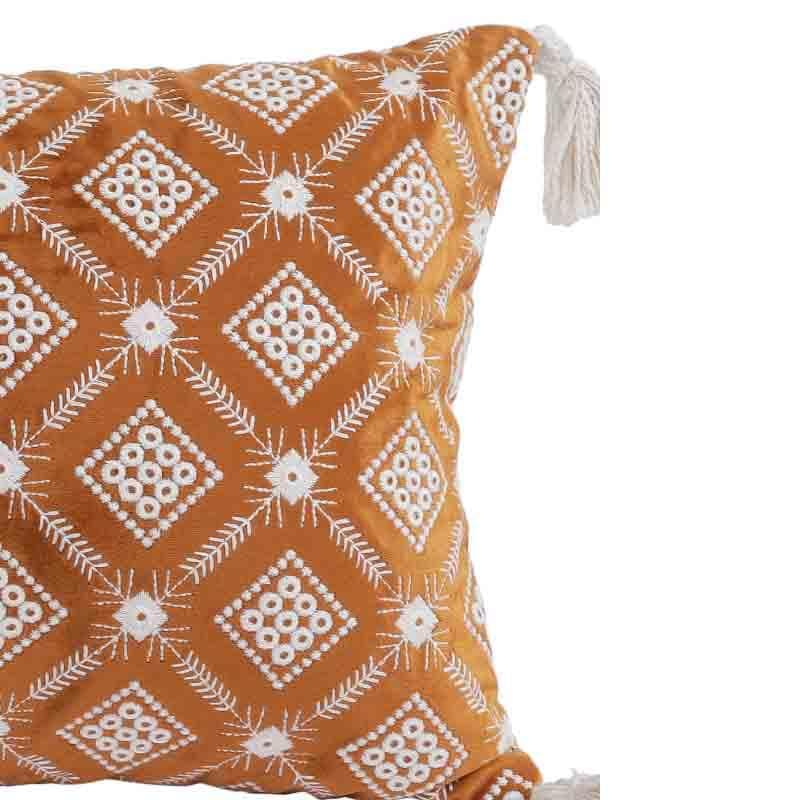 Buy Embroidered Lattice Cushion Cover - (Rust) - Set Of Two Cushion Cover Sets from Vaaree