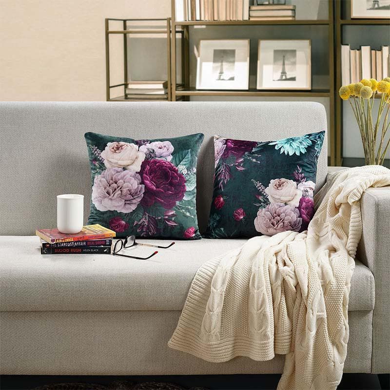 Buy Emerald Floral Cushion Cover - Set Of Two Cushion Cover Sets from Vaaree