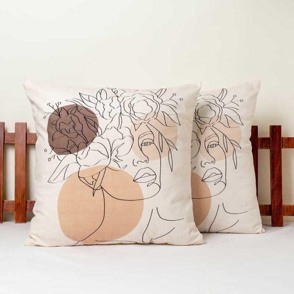 Cushion Cover Sets - Gardenia Printed Cushion Cover - Set Of Two
