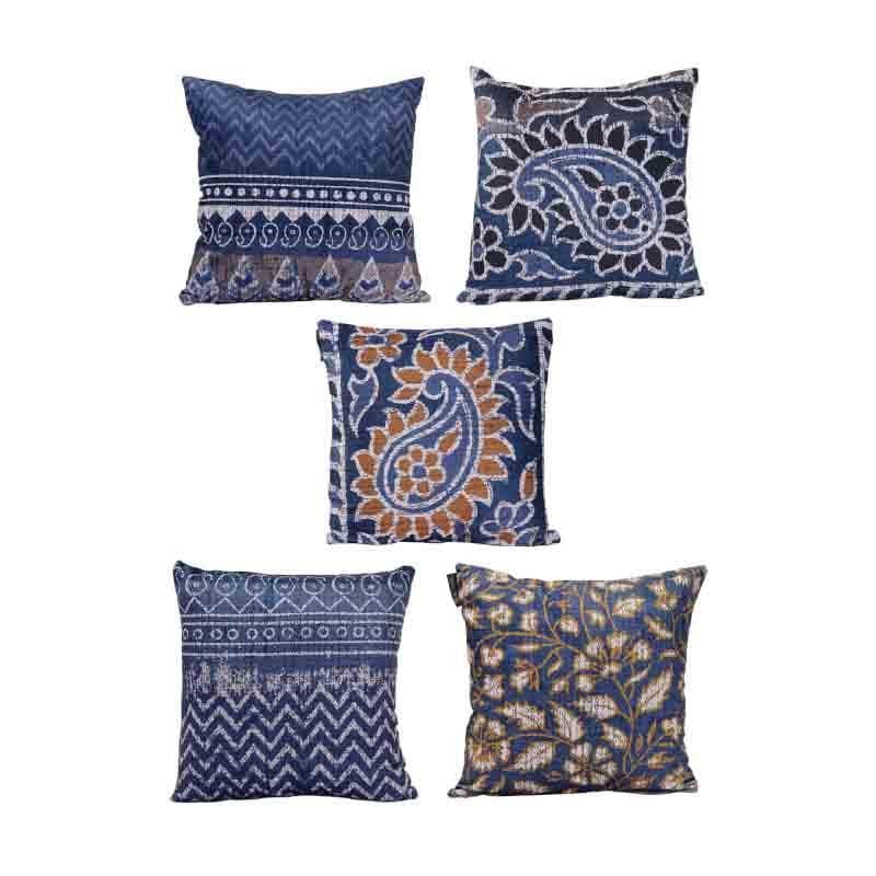 Cushion Cover Sets - Indigo Splash Cushion Cover - Set Of Five