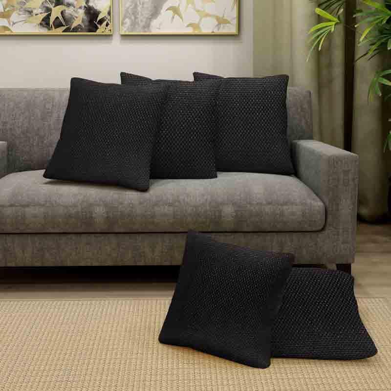 Cushion Cover Sets - Minimalist Dotted Black Cushion Cover - Set Of Five