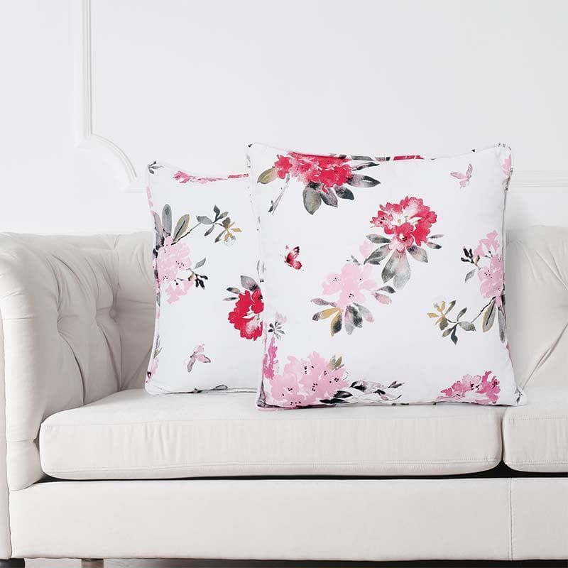 Buy Pink Blooms Cushion Cover - Set Of Two Cushion Cover Sets from Vaaree