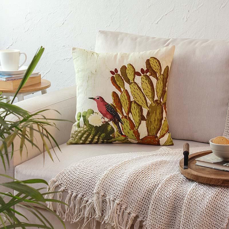 Buy Birdie on Cacti Cushion Cover Cushion Covers from Vaaree