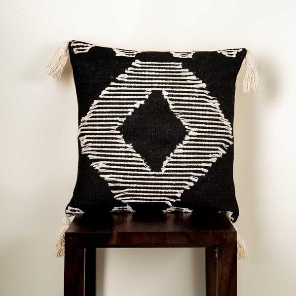 Cushion Covers - Black Ribbed Diamond Cushion Cover