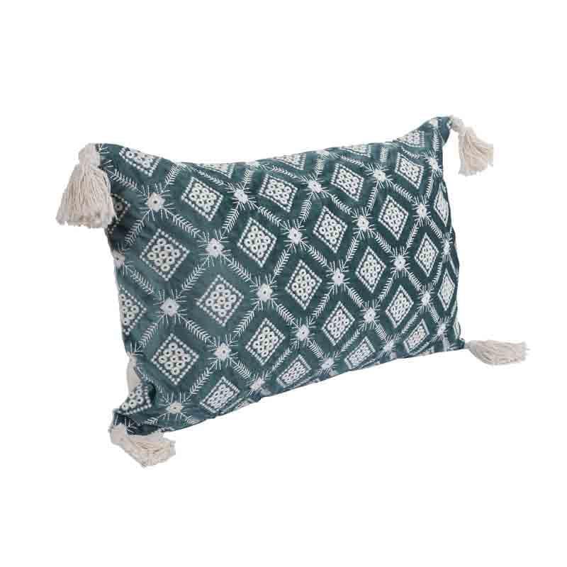 Cushion Covers - Embroidered Lattice Cushion Cover - (Blue)