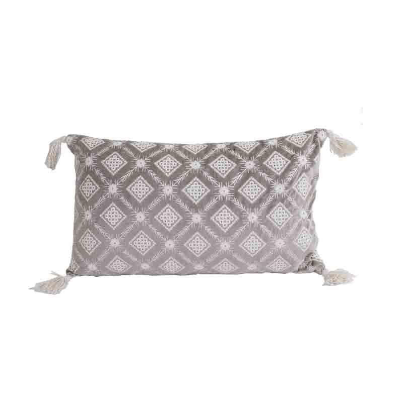 Buy Embroidered Lattice Cushion Cover - (Grey) Cushion Covers from Vaaree