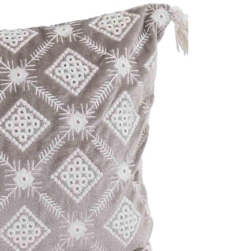 Buy Embroidered Lattice Cushion Cover - (Grey) Cushion Covers from Vaaree