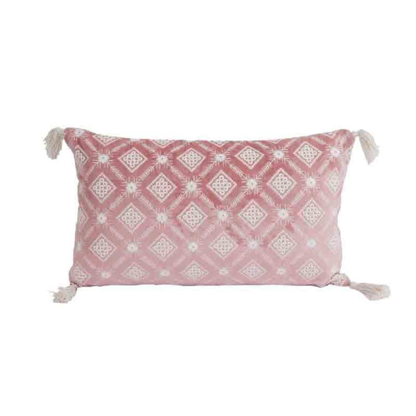 Cushion Covers - Embroidered Lattice Cushion Cover - (Pink)