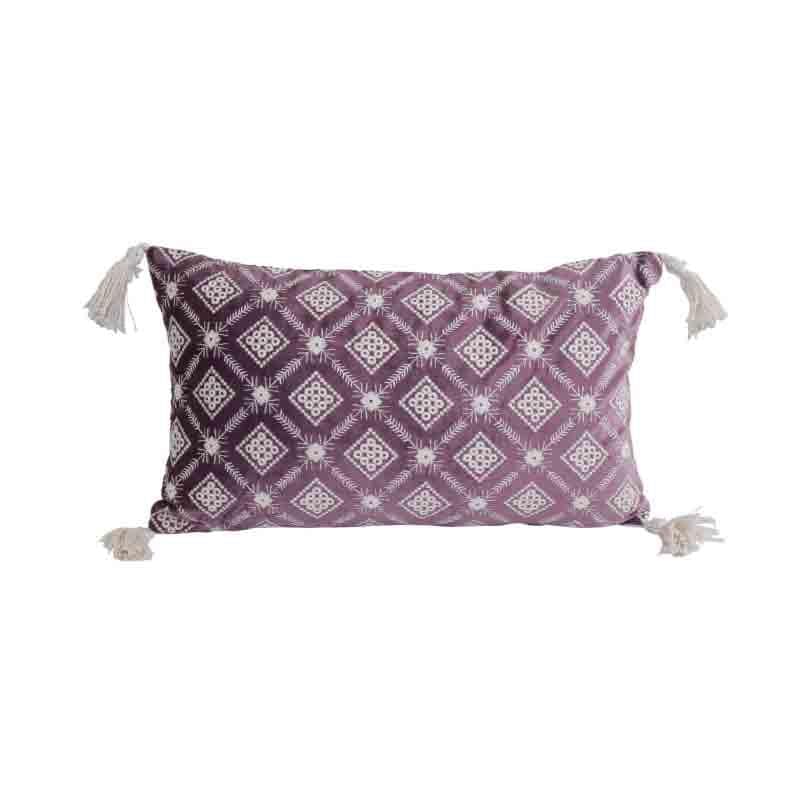 Buy Embroidered Lattice Cushion Cover - (Purple) Cushion Covers from Vaaree