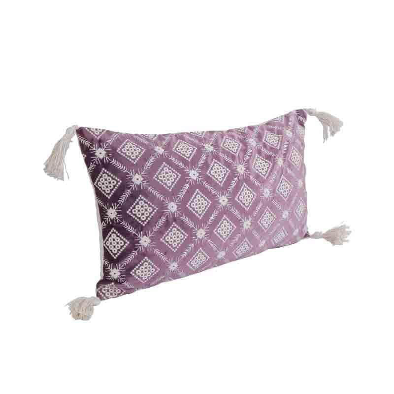 Buy Embroidered Lattice Cushion Cover - (Purple) Cushion Covers from Vaaree