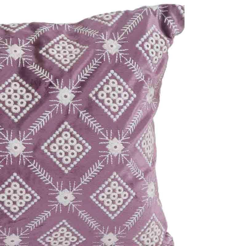 Cushion Covers - Embroidered Lattice Cushion Cover - (Purple)