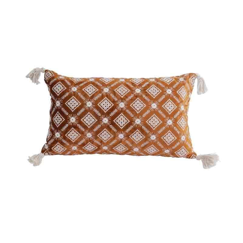 Buy Embroidered Lattice Cushion Cover - (Rust) Cushion Covers from Vaaree