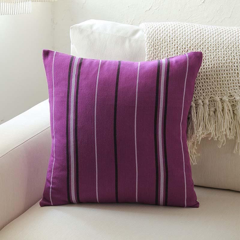 Buy Lovely Stripes Cushion Cover - Purple Cushion Covers from Vaaree