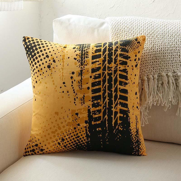 Cushion Covers - Tyres Screech Cushion Cover - Yellow