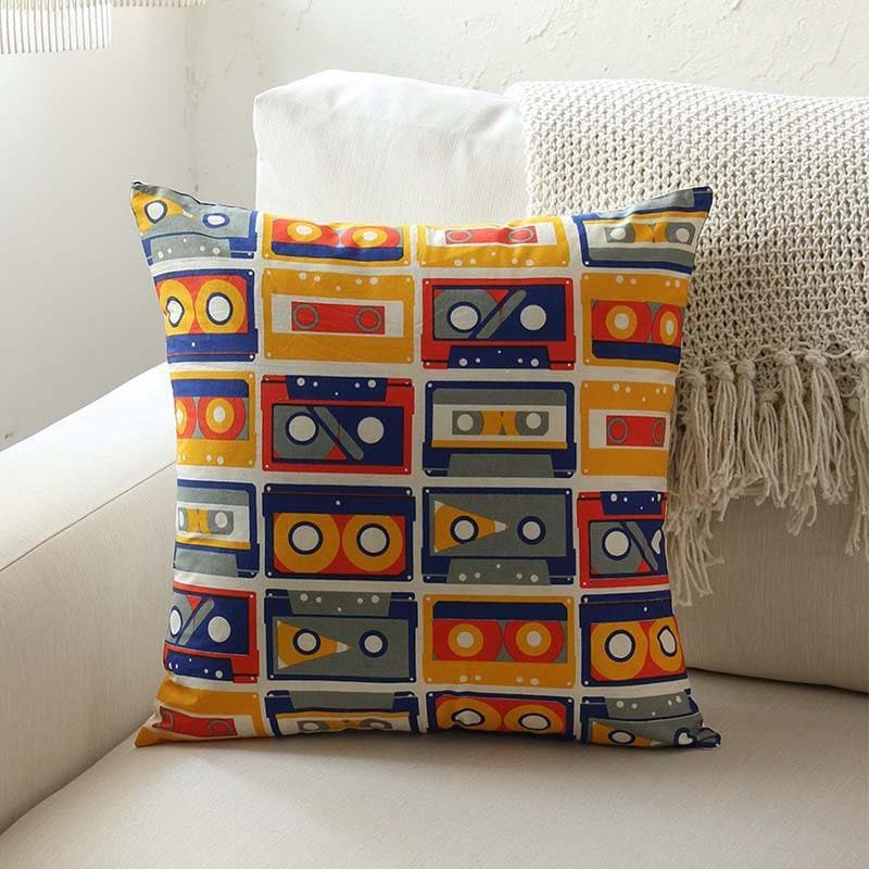Cushion Covers - Vintage Cassettes Cushion Cover - Blue