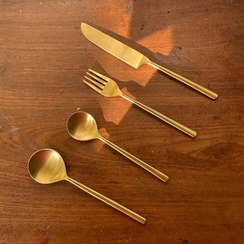 Buy Daffodil Brass Cutlery (Set Of Four) Cutlery Set from Vaaree