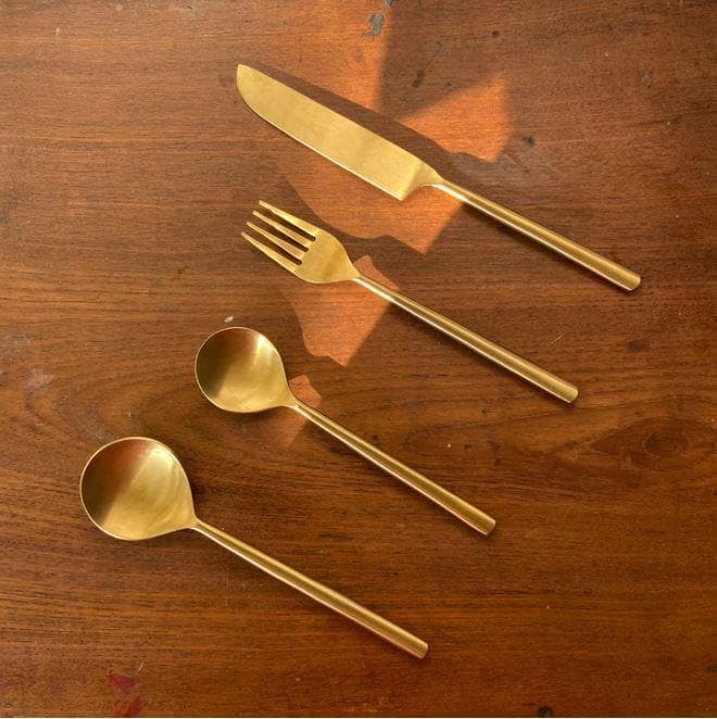 Buy Daffodil Brass Cutlery (Set Of Four) Cutlery Set from Vaaree