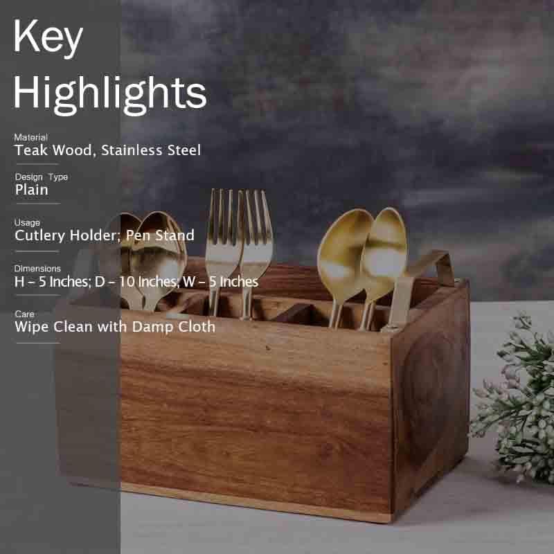 Buy Cedar Cutlery Holder - Gold Cutlery Stand from Vaaree