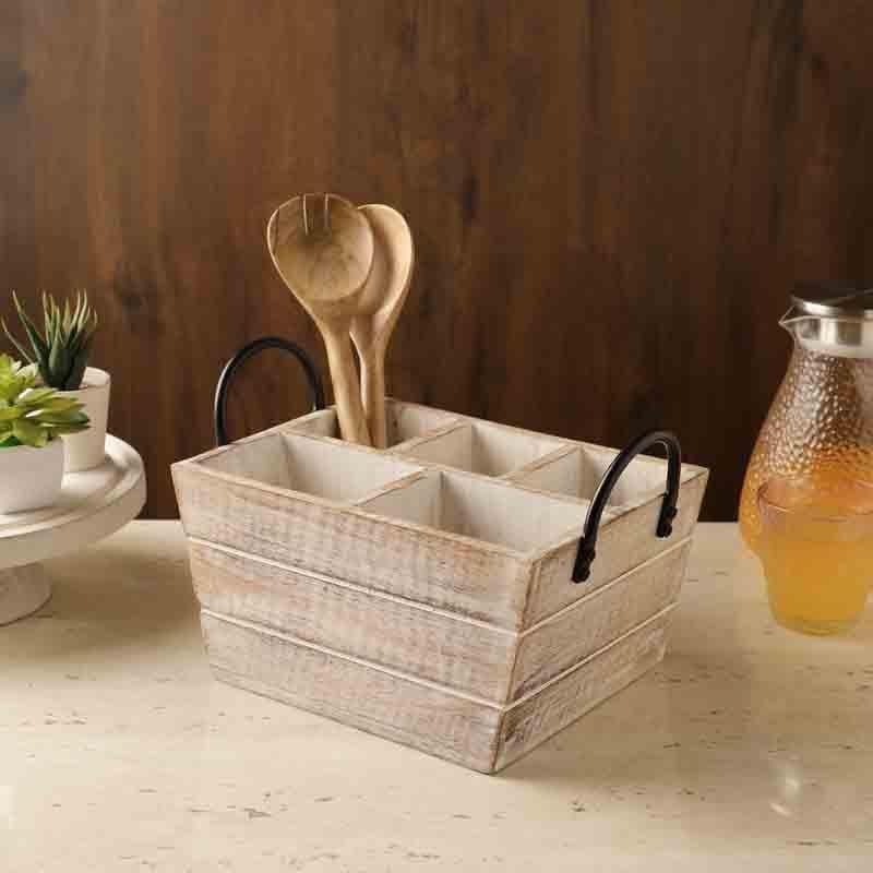 Cutlery Stand - Willow Cutlery Caddy - White