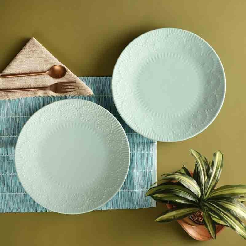 Buy Crown Dinner Plate - Green - Set Of Two Dinner Plate from Vaaree