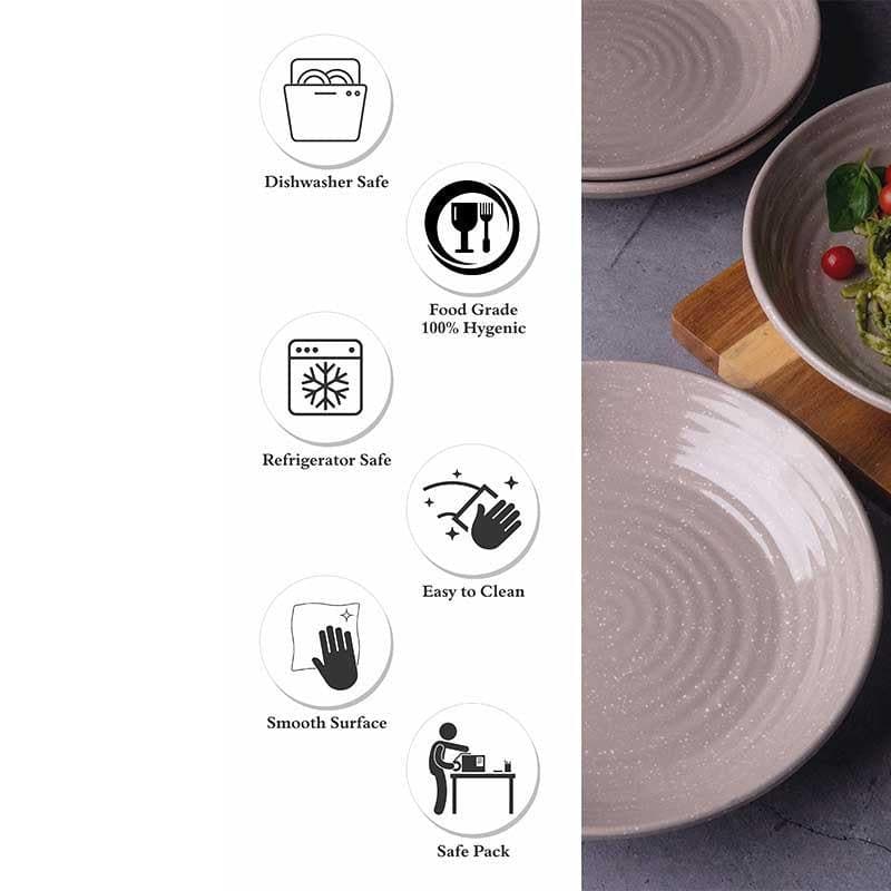 Buy Frieda Melamine Pasta Plate - Grey - Set of Four Pasta Plate from Vaaree