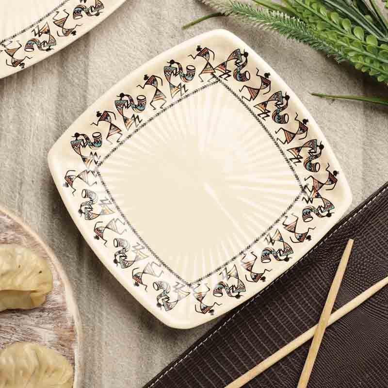 Buy Warli Oblong Dinner Plate - Set Of Two Dinner Plate from Vaaree