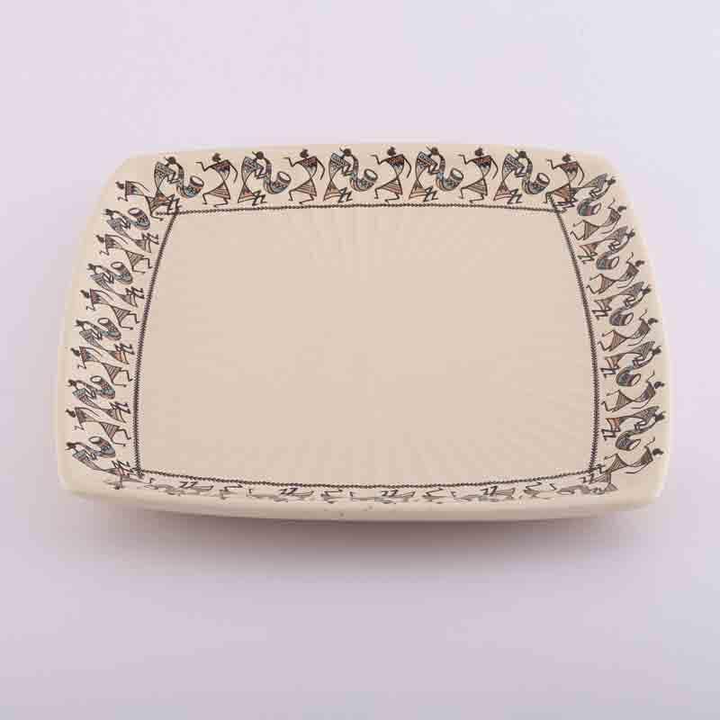 Buy Warli Oblong Dinner Plate - Set Of Two Dinner Plate from Vaaree