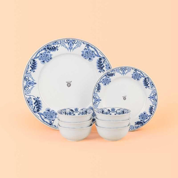 Buy Blue Edelweiss Dinner Set - Eighteen Piece Set Dinner Set from Vaaree