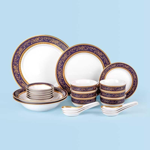 Buy Blue Gold Dinner Set - 33 Piece Set Dinner Set from Vaaree