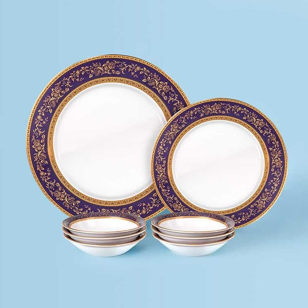 Buy Blue Gold Dinner Set - Eighteen Piece Set Dinner Set from Vaaree