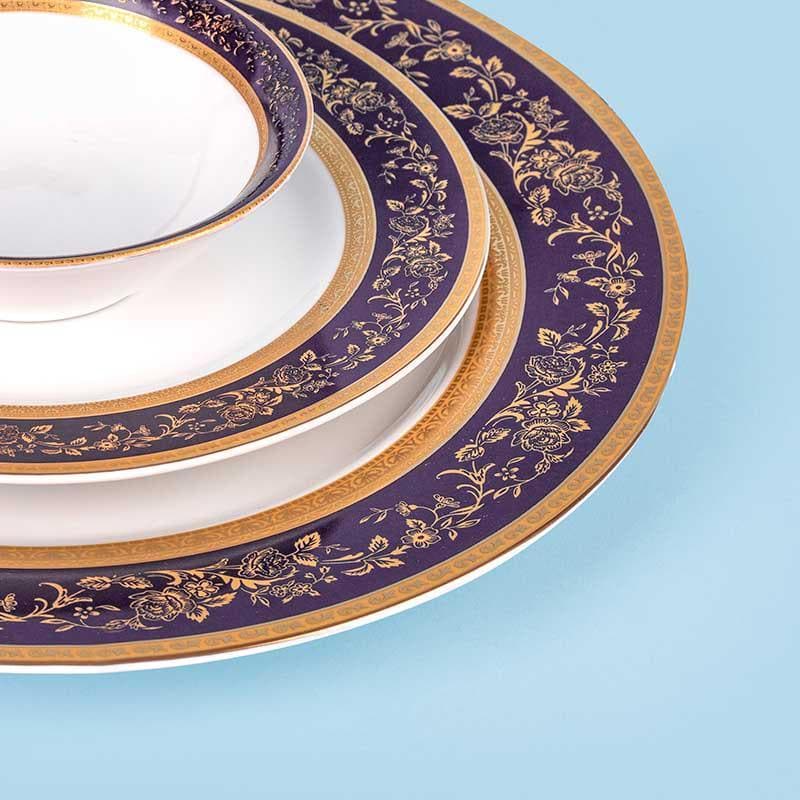 Buy Blue Gold Dinner Set - Eighteen Piece Set Dinner Set from Vaaree