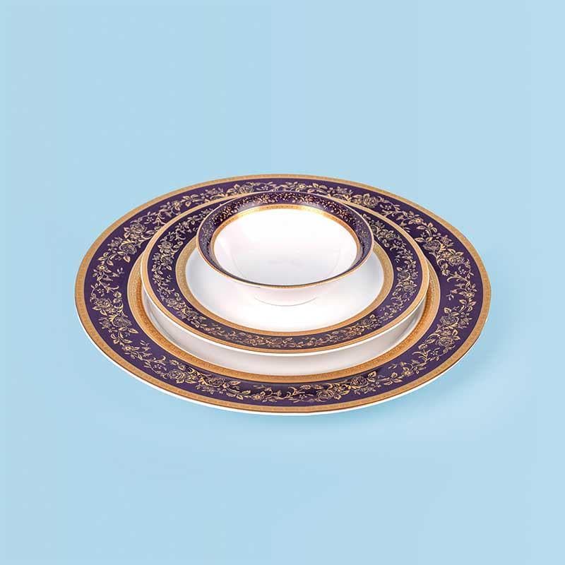 Buy Blue Gold Dinner Set - Eighteen Piece Set Dinner Set from Vaaree