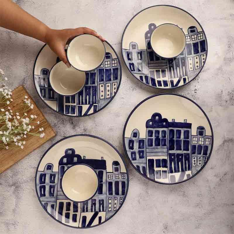 Buy Citylines Dinner Plate & Bowl - Eight Piece Set Dinner Set from Vaaree