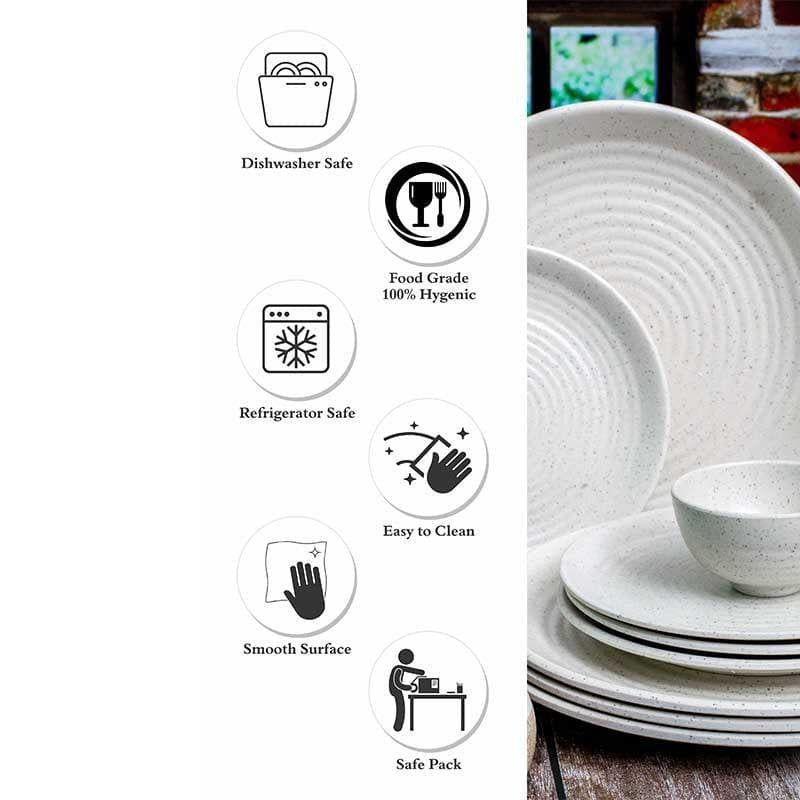 Buy Earthy Attic Dinner Set (White) - Sixteen Piece Set Dinner Set from Vaaree