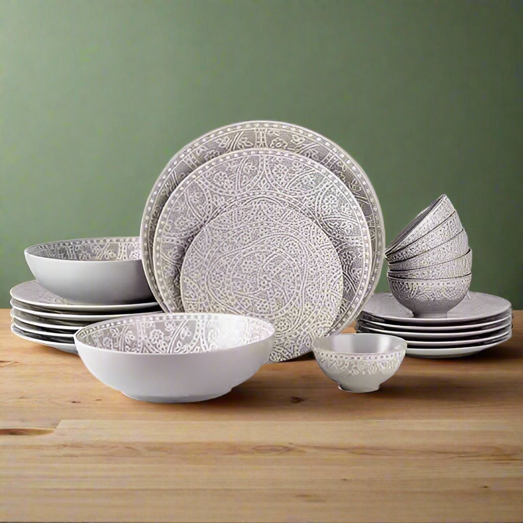 Buy Floral Swirls Dinner Set - 21 Piece Set Dinner Set from Vaaree