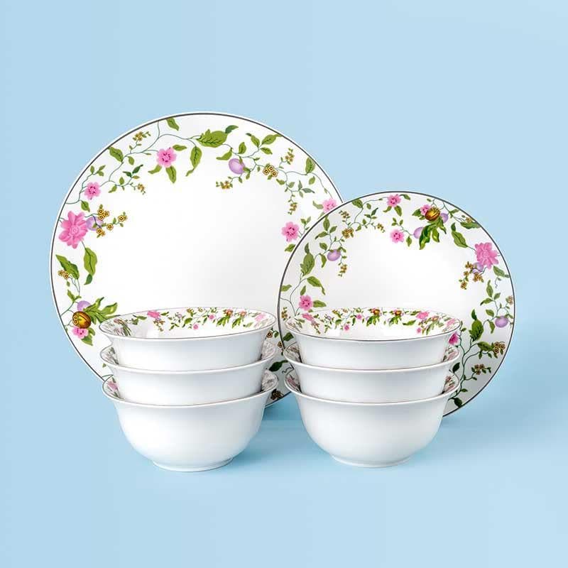 Buy Monsoon Lily Dinner Set - Eighteen Piece Set Dinner Set from Vaaree