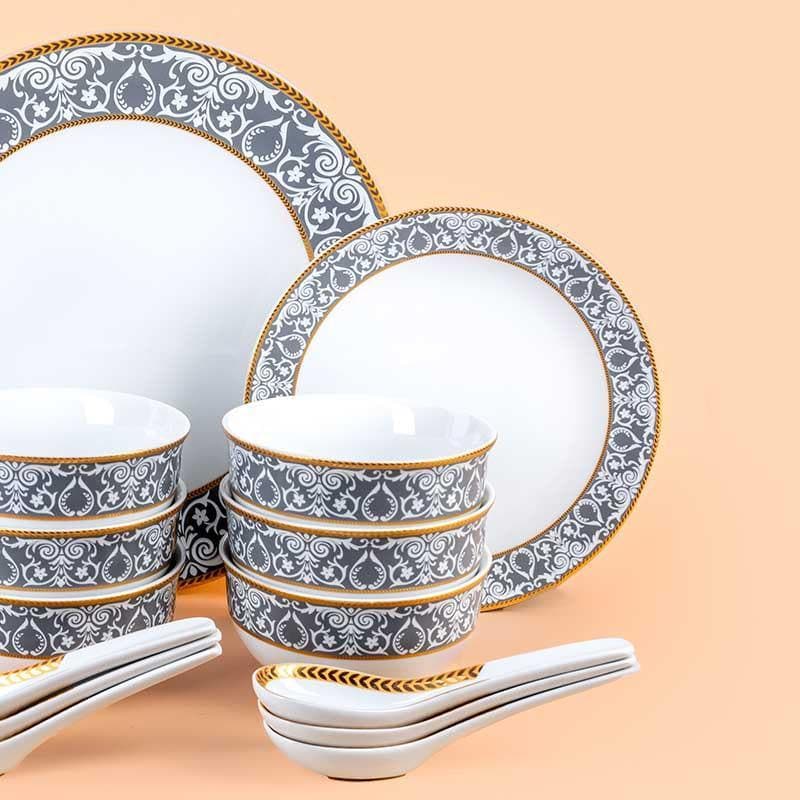 Buy Victorian Grey Dinner Set - 33 Piece Set Dinner Set from Vaaree