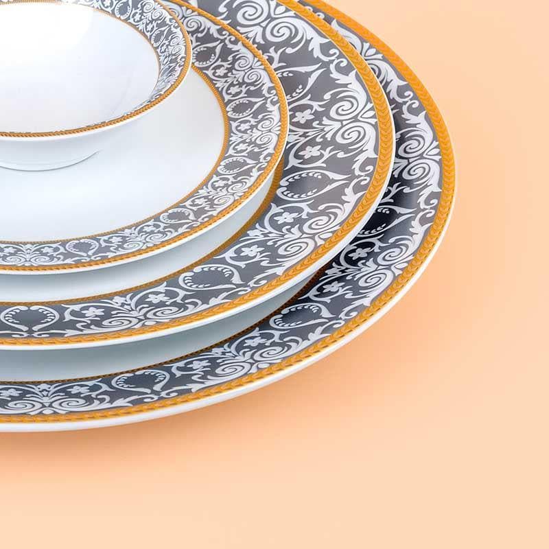 Buy Victorian Grey Dinner Set - 33 Piece Set Dinner Set from Vaaree