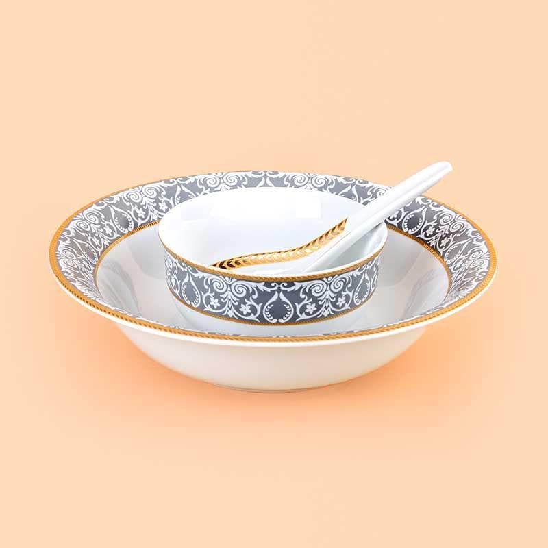 Buy Victorian Grey Dinner Set - 33 Piece Set Dinner Set from Vaaree