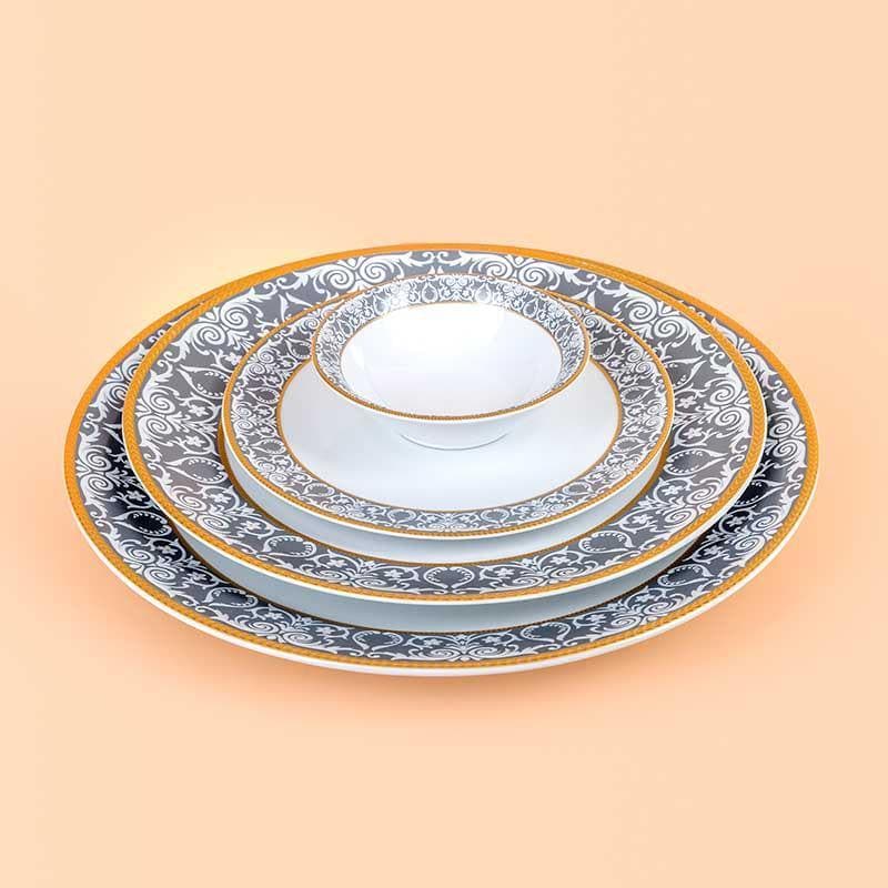 Buy Victorian Grey Dinner Set - 33 Piece Set Dinner Set from Vaaree