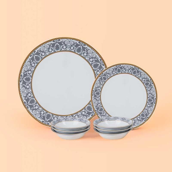 Buy Victorian Grey Dinner Set - Eighteen Piece Set Dinner Set from Vaaree