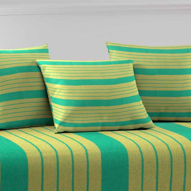 Buy Madras Barcode Band Stripe Diwan Set - Green Diwan Set from Vaaree