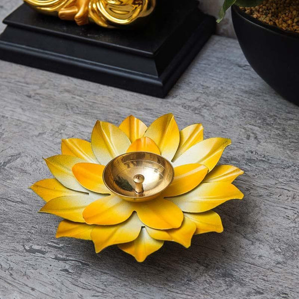 Buy Sacred Bloom Diya- Yellow Diyas from Vaaree