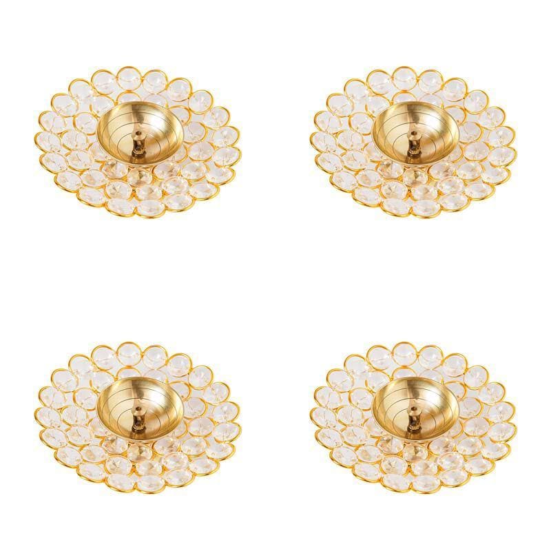 Buy White Petals Diya - Set Of Four Diyas from Vaaree